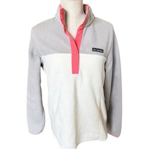 Columbia Women’s Fleece Pullover in Gray, White, and Coral Pink Size Medium